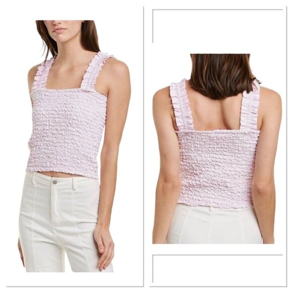 Petersyn x Revolve Smocked Tami Tank Top Striped Melon Orange Size‎ Large New - Picture 1 of 8